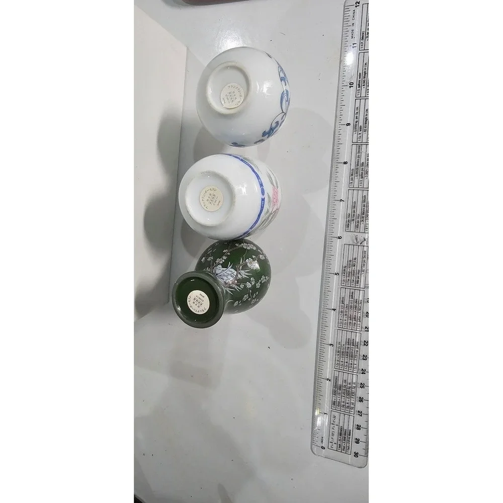 Lot of 3 Vintage Miniature Vases 1980 FP Franklin Mint Porcelain Japan